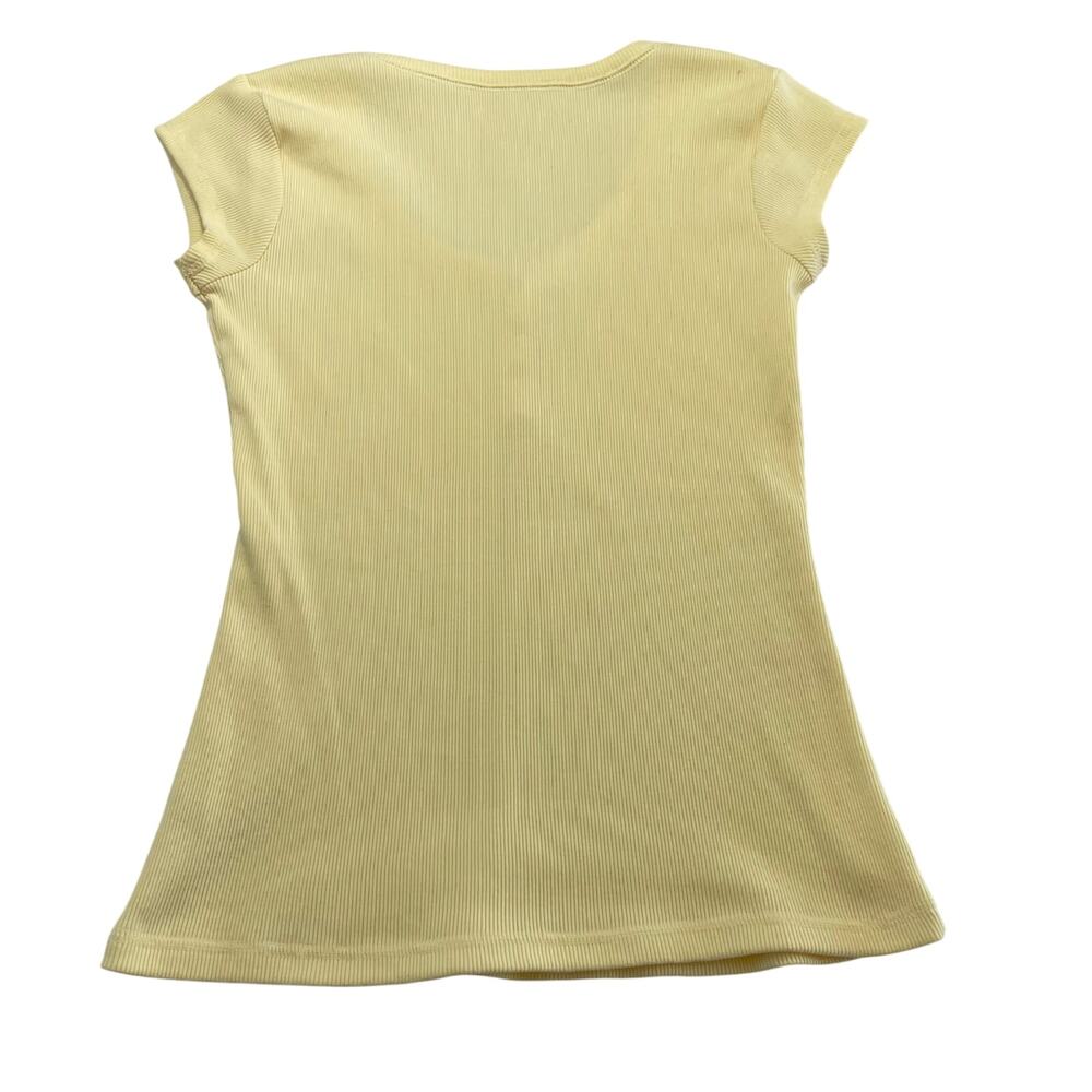 VTG Y2K Fashion Bug Butter Yellow Babydoll Tee with Rhinestone Cherries, Size S - Picture 5 of 5